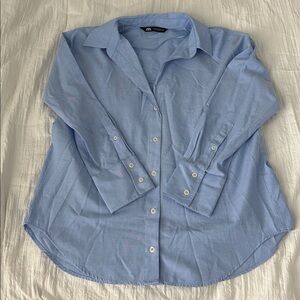 Zara Blue Oversized Button Down Shirt
